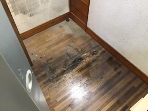 冷蔵庫の水漏れによる床の損傷